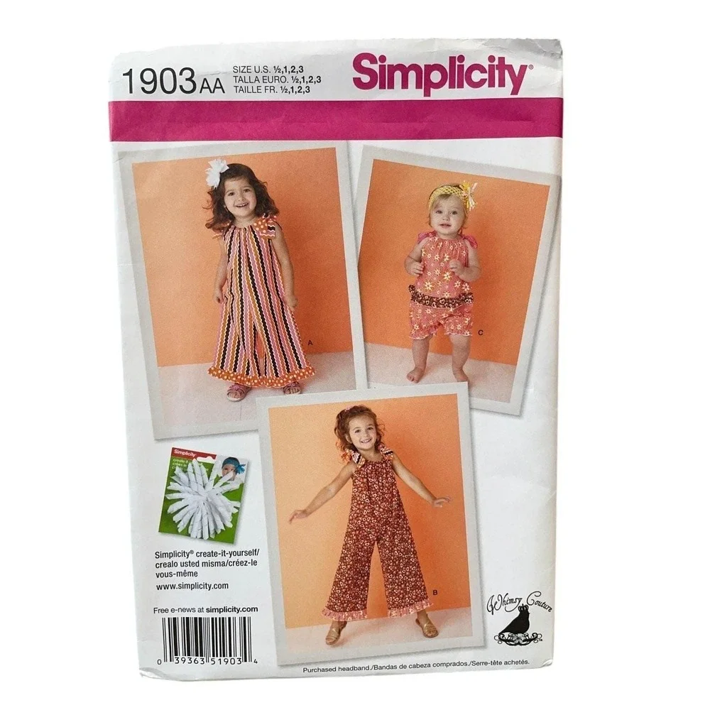 Simplicity 1903 Toddler Child Romper Size 1/2-3 Whimsical Vintage Style
